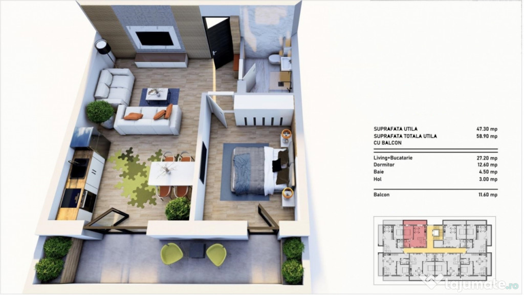 Apartament 2 camere Tomis Plus