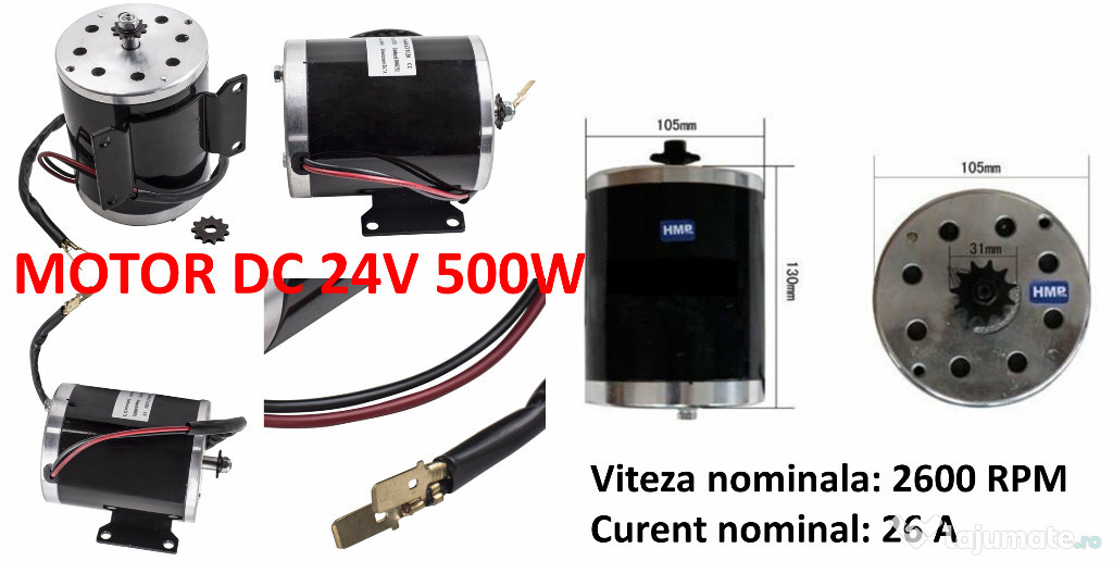Motor bicicleta DC 24V 500W, 36V 800W, 36V/48V 1000W Nou ambalat!