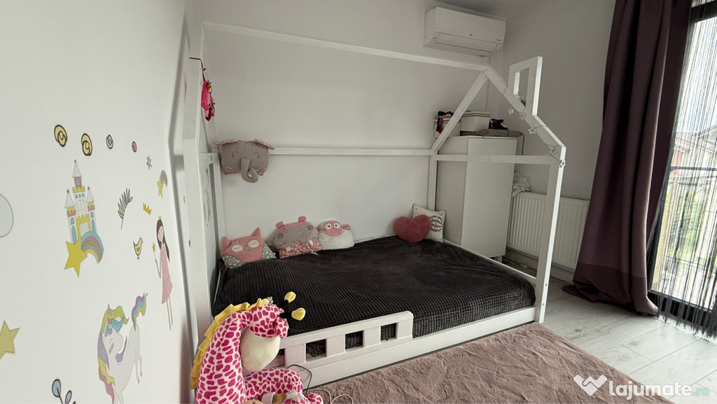 Pat casuta 120x200 + Saltea + accesorii