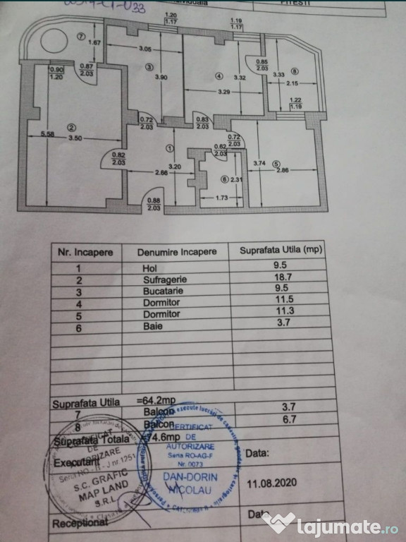 Vând apartament 3 camere zona BIG