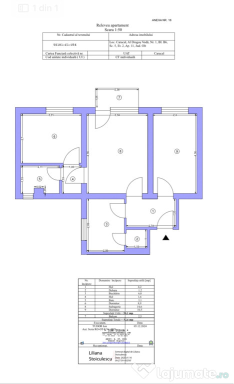 Apartament 3 camere semidecomandat
