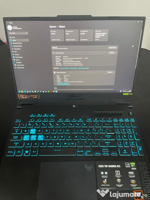 ASUS TUF A15 Ryzen 9 8945H / RTX 4060 /Garanție / Cooler CADOU/ WIN 11