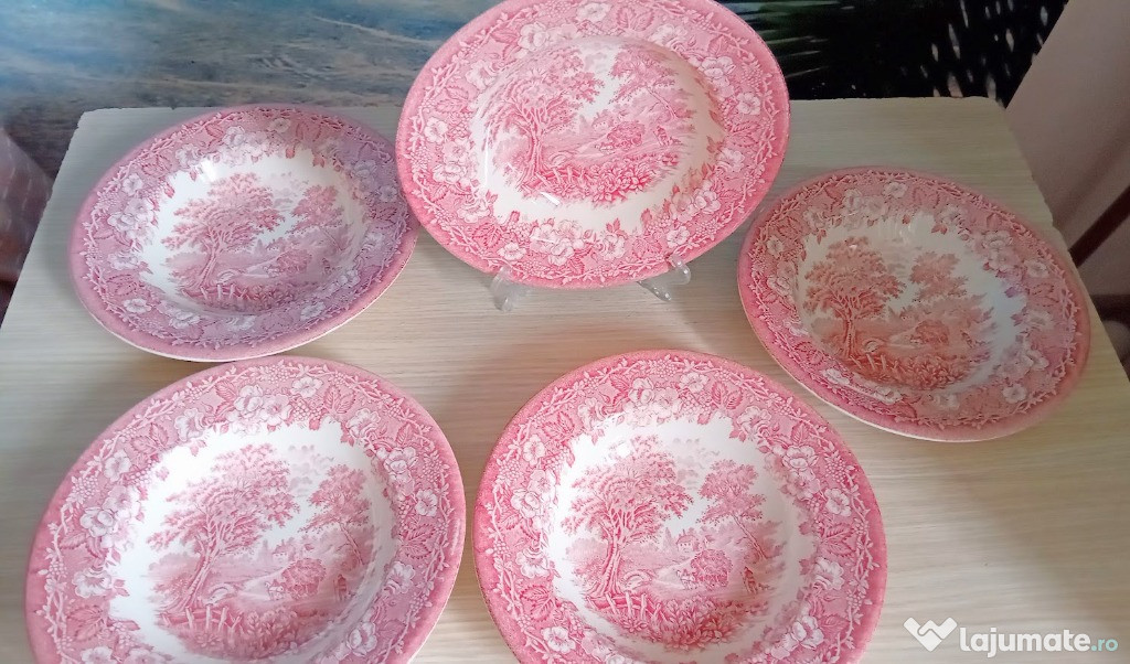 Vand set 5 farfurii de supa portelan englezesc