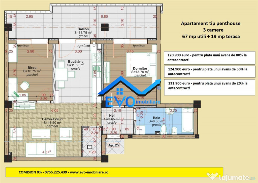 Apartament 3 camere, tip penthouse, bloc nou Valea Lupului R