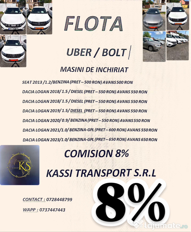 Flota Uber / Bolt 8%