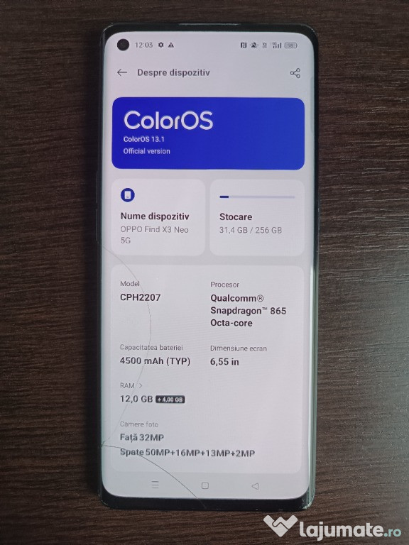 Oppo Find X3 Neo fisurat