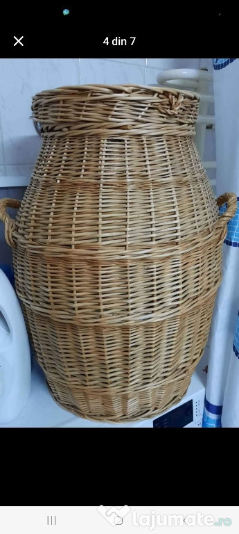 Coș împletit din răchită pentru rufe sau jucării