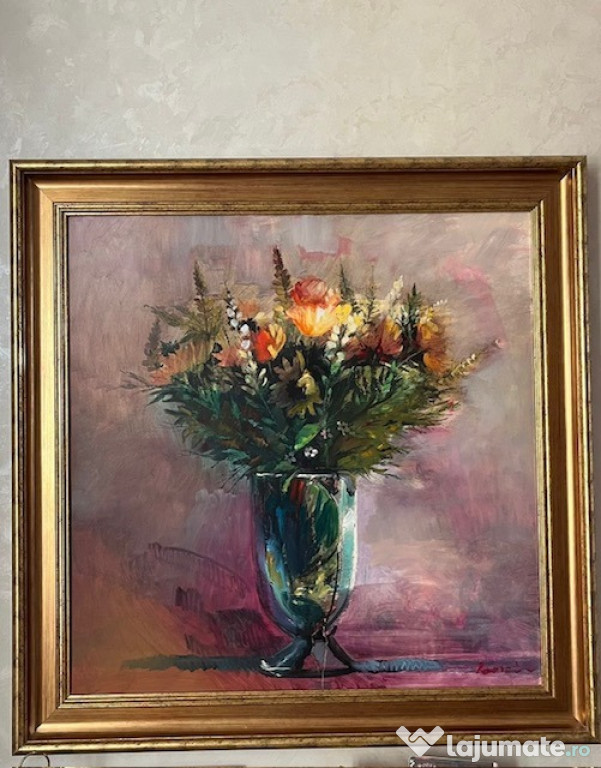 Tablou vas cu flori pictura ulei