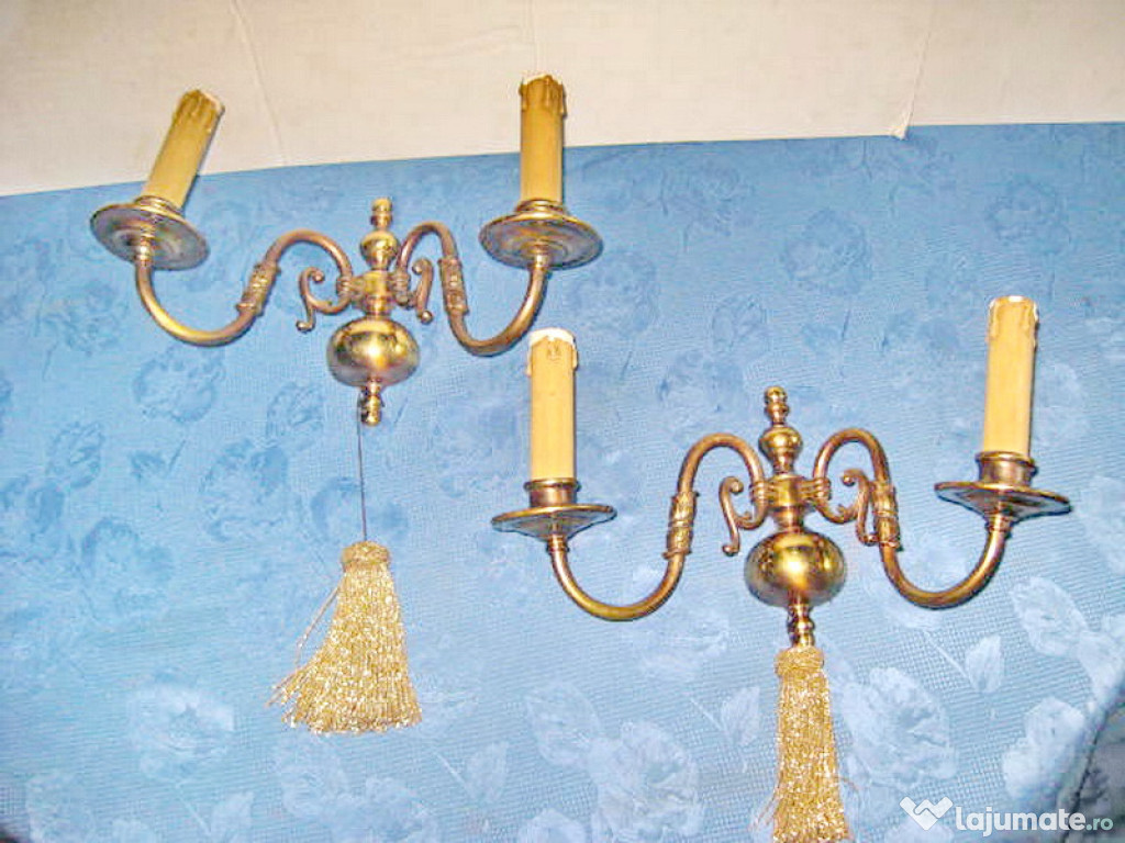 9348-Set 2 Aplice electrice clasice bronz cu flori stilizate.