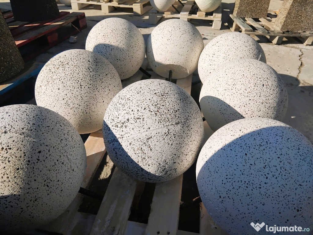 Bolard(delimitator rutier) alb rotund din beton piatra naturala 32 cm