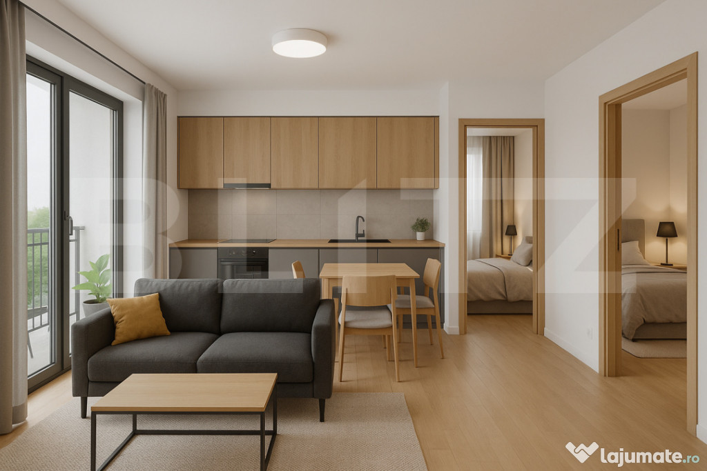 Apartament 3 camere, bloc nou, 63.4 mp, zona-Centru