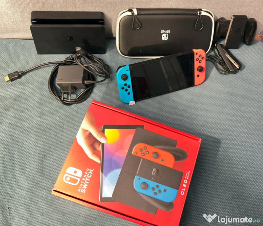 Nintendo Switch OLED complet + Card 256GB + Husă