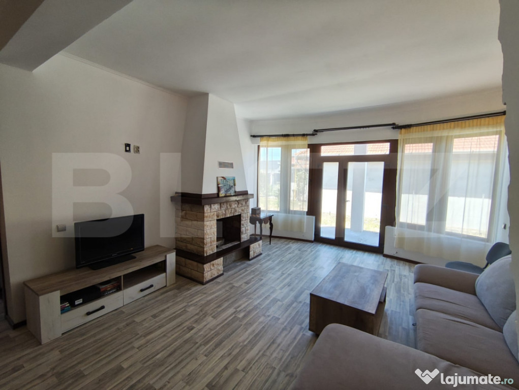 Casa moderna pe un singur nivel + beci finisata si mobilata