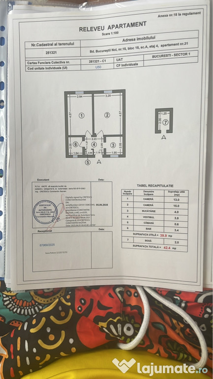 Vanzare apartament 2 camere Bucurestii noi-Pod Constanta