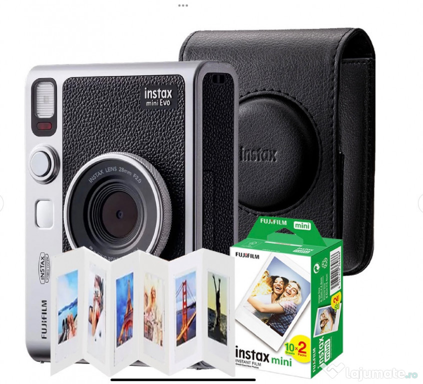 Aparat foto instant Fujifilm Mini Evo Brown + Film Mini 2x10; husă nea