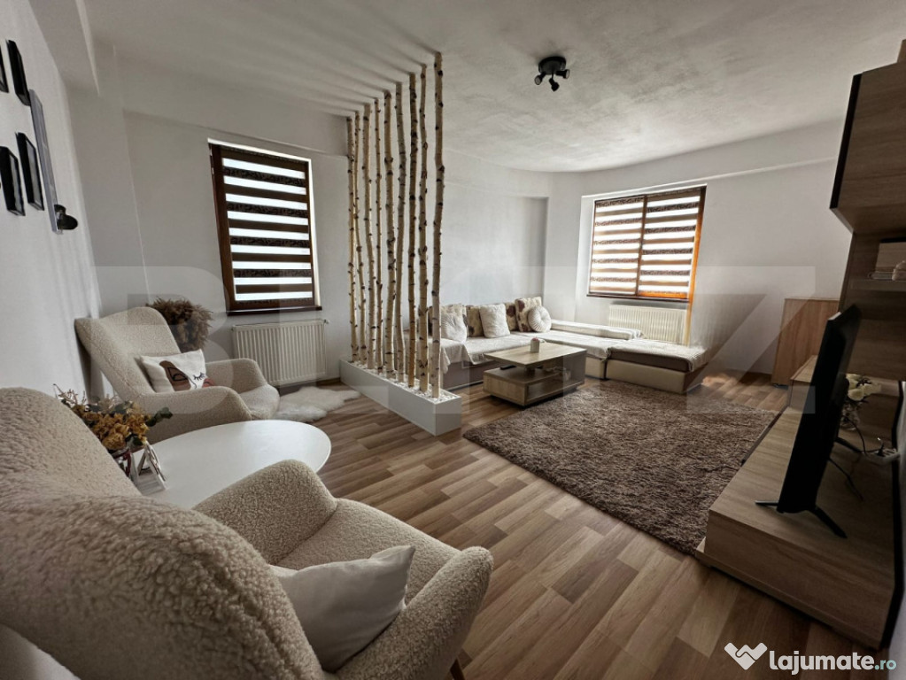 Apartament deosebit mobilat – 63 mp, 2 camere, 2 balcoane