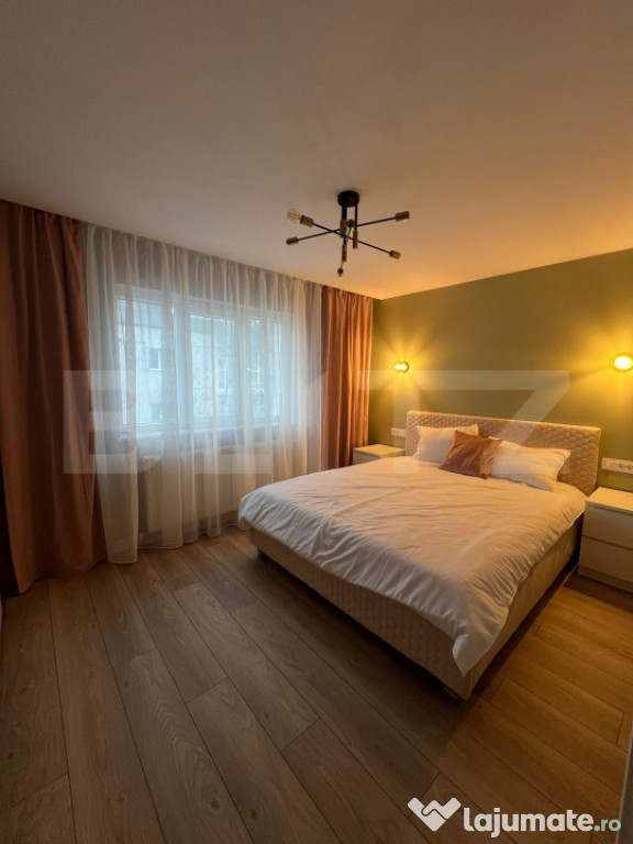 Apartament renovat, 2 camere, 50 mp, geam la baie, zona Geor