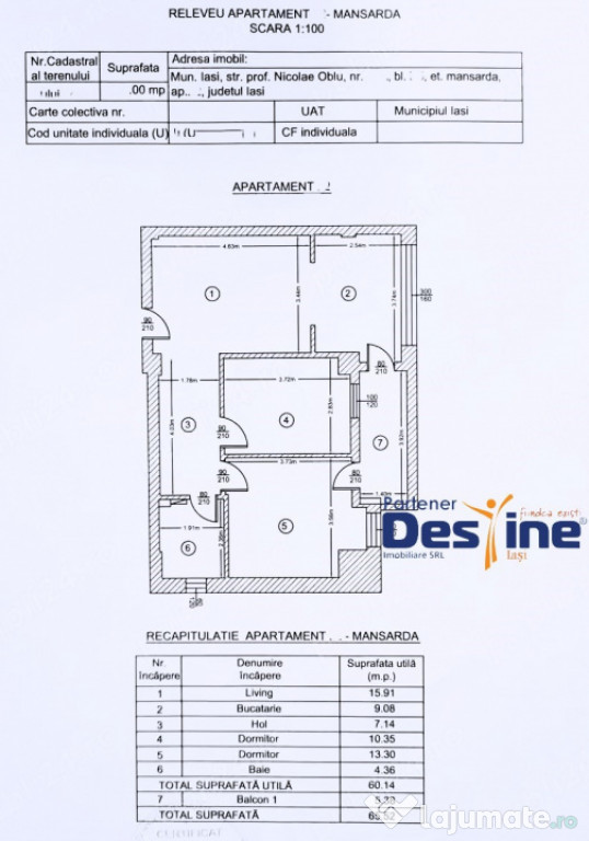 Apartament 3 camere 66 mp, loc de parcare + boxă - Alpha Ba