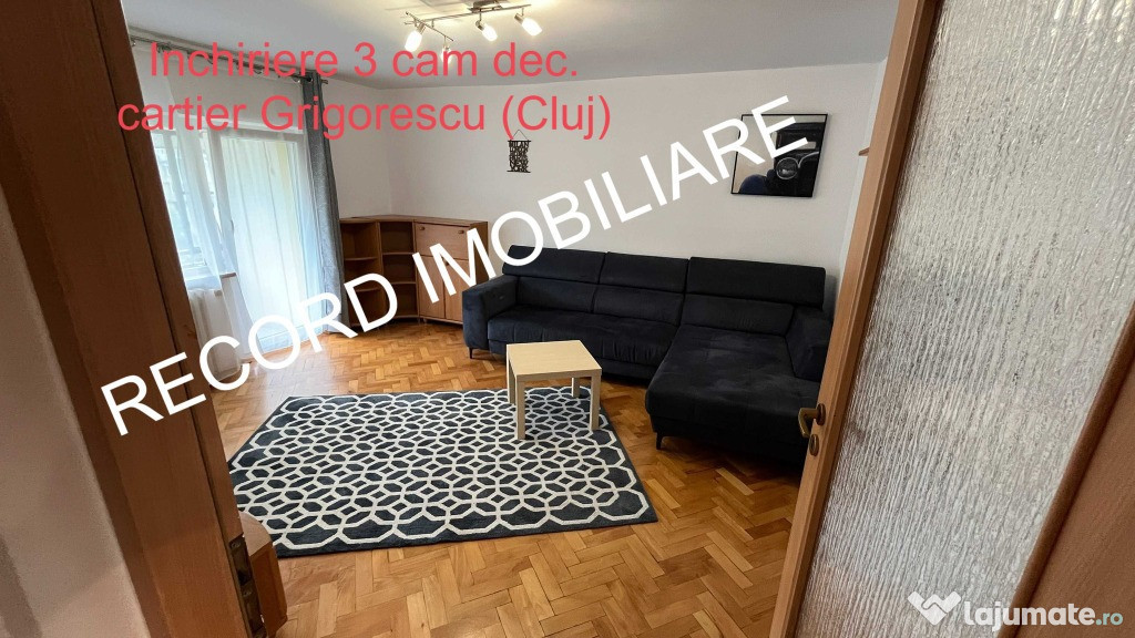 Apartament decomandat 3 cam, 2 bai, zugravit,balcon cartier Grigorescu