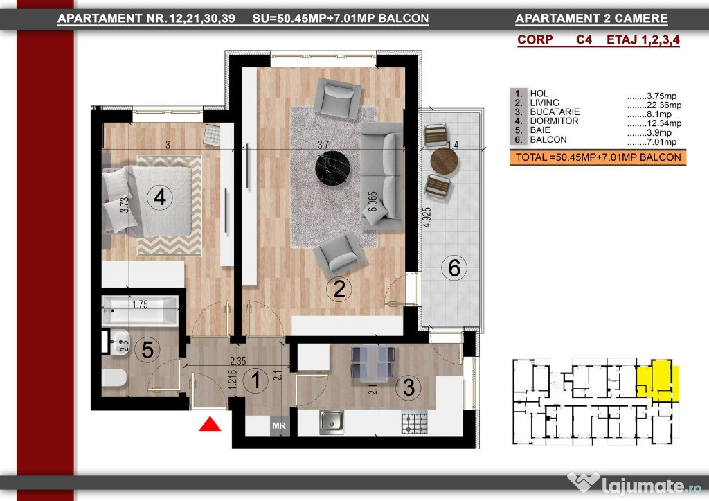 Metrou Berceni - 2 camere decomandat - centrala proprie