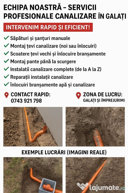 Facem in Galati santuri pentru canalizari apa wc Rapid.