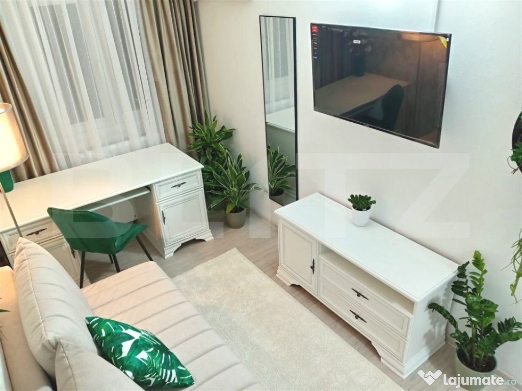 Garsonieră modernă, complet mobilată și utilată–ideal
