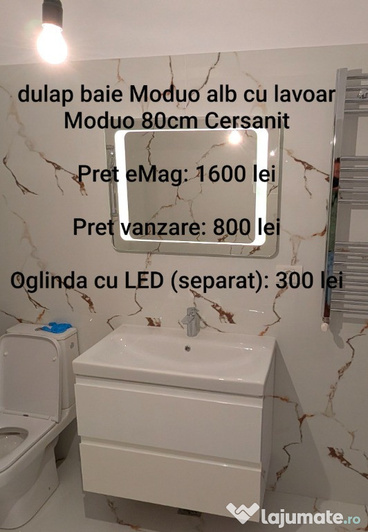Set lavoar + suport lavoar cu sertare+ baterie + oglinda cu LED -> nou
