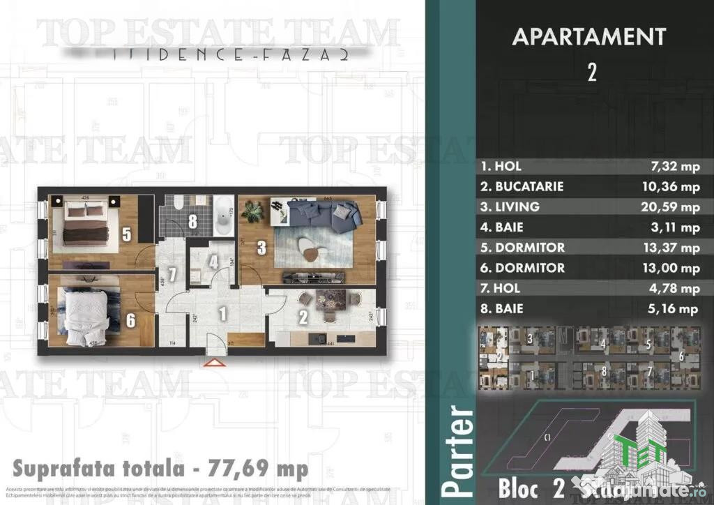 Apartament 3 camere decomandate, bloc nou Berceni/Metalurgie