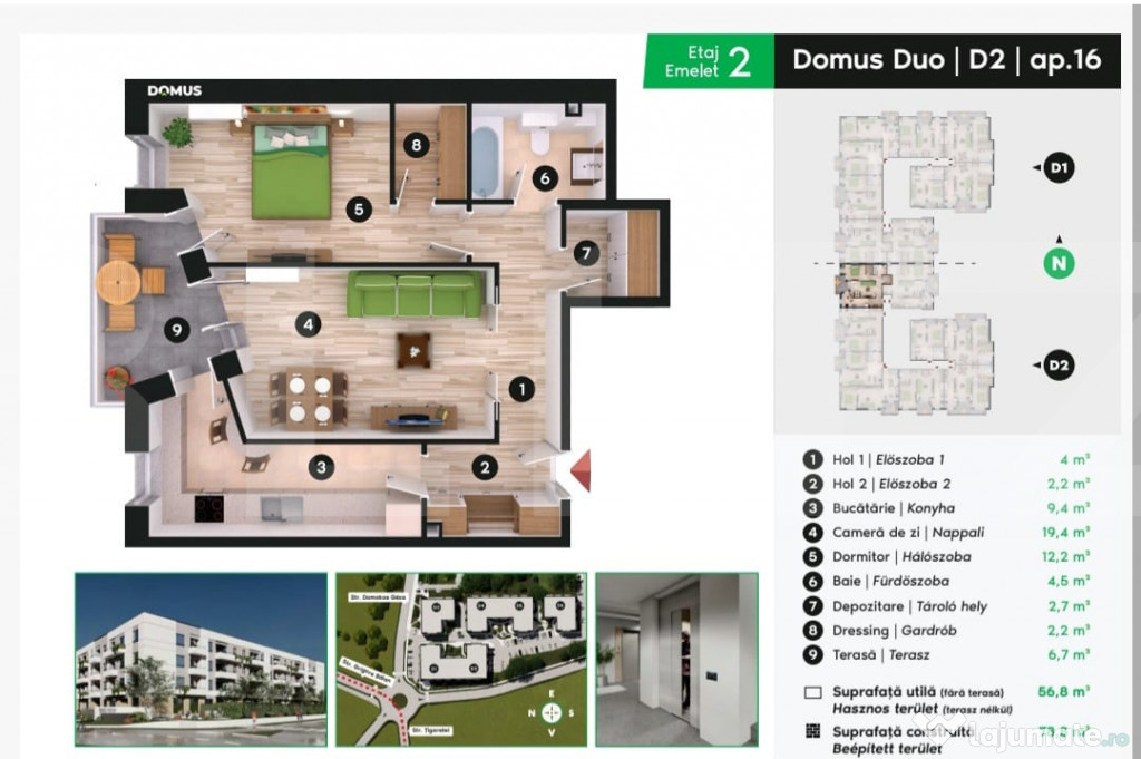 Apartament 2 camere – confort, lumină și eficiență în