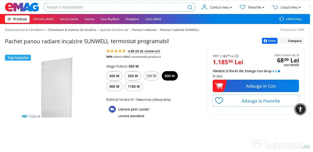 Panou caldura Sunwell Pro, 450w, rulota,campervan, autorulota, camera