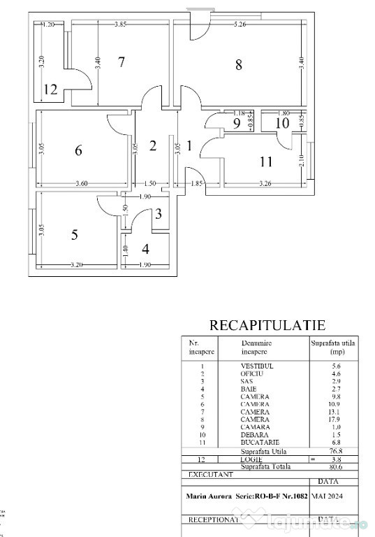 4 camere, decomandat, etaj 3/4 – Aleea Giurgeni - 1 Decembrie