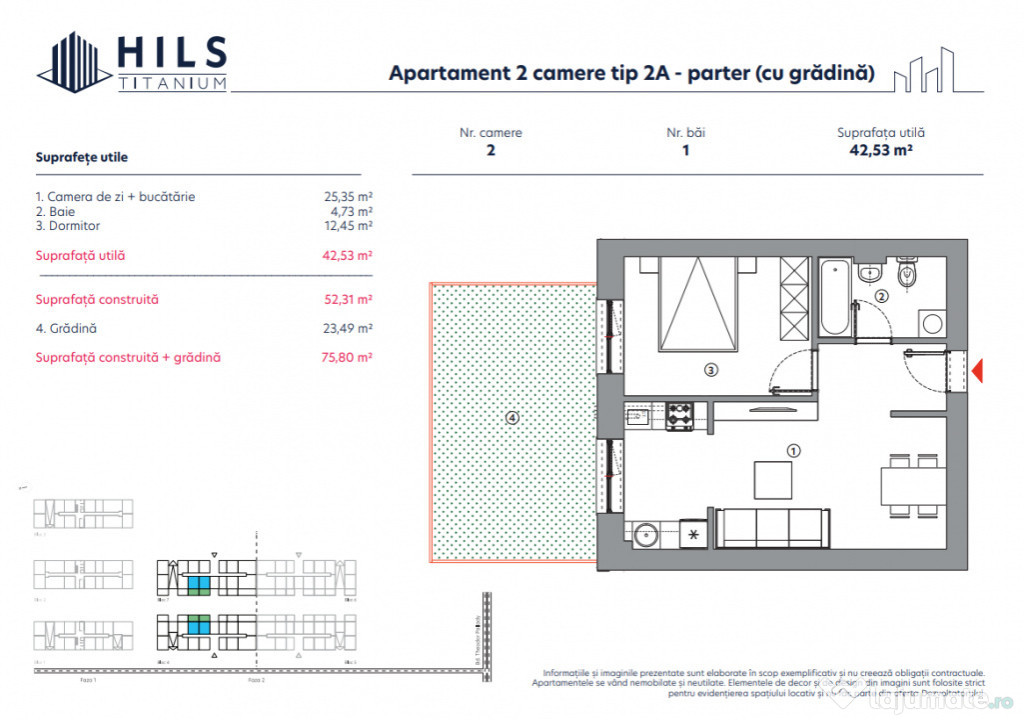 Apartament 2 camere+gradina / Hils Titanium Faza 2 / 5 min M