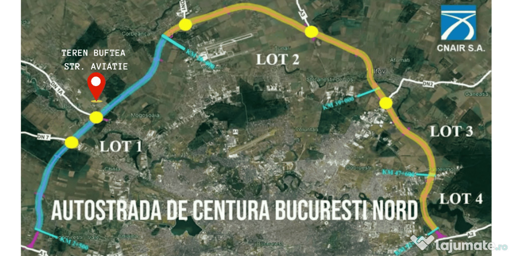 Teren Buftea Intravilan langa Autostrada A0 ideal pentru hale industri