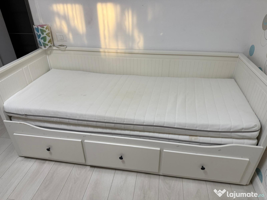 Cadru divan Hemnes extensibil 3 sertare+doua saltele IKEA