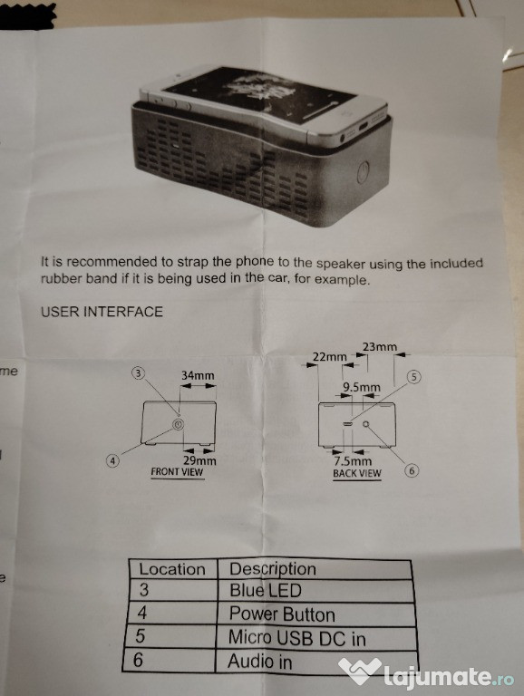 Boxa portabila Touch Speaker ,cu tehnologie NFA (Near Field Audio).