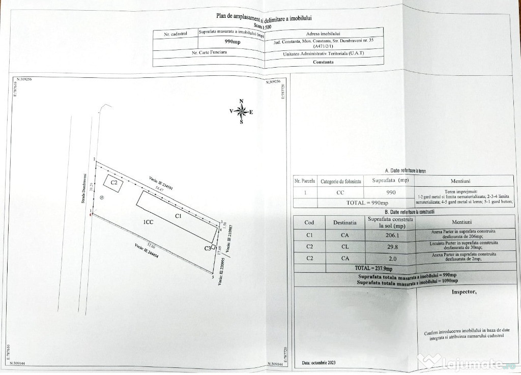 Vânzare teren cu construcție – Palazu Mare, str. Dumbrăveni