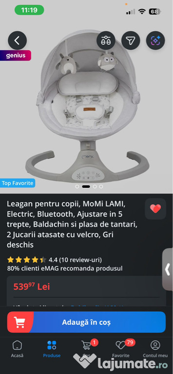 Leagăn electric pentru copii