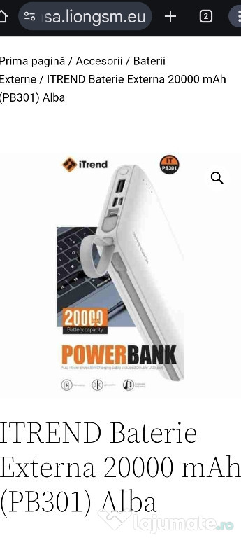 Baterie externa 20.000 Mah,3 porturi