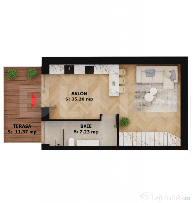 Apartament modern 2 camere cu terasă | Ultracentral - EAS R