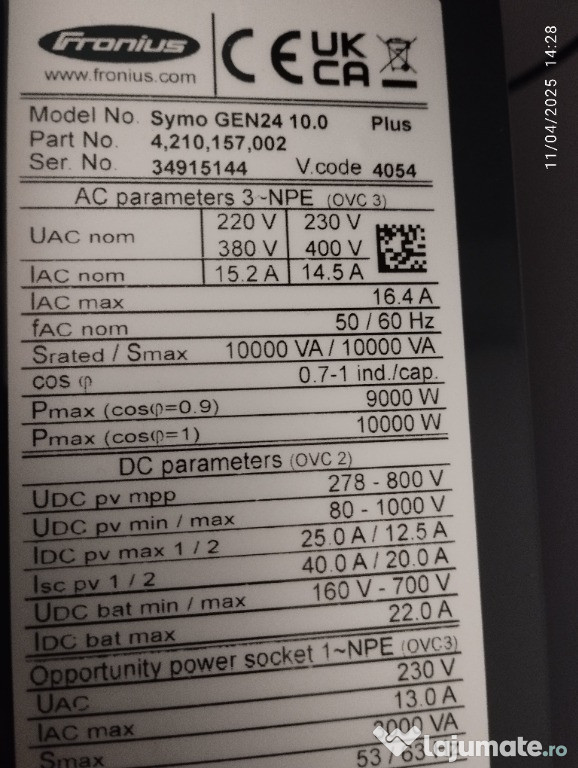 Invertor Fronius Symo GEN24 10.0 Plus