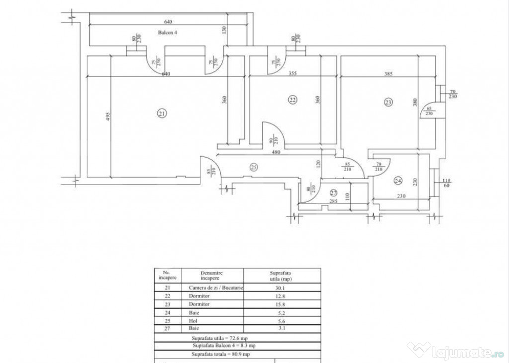 Apartament 3 camere, decomandat, 80.9mp, Cartierul Veteranil