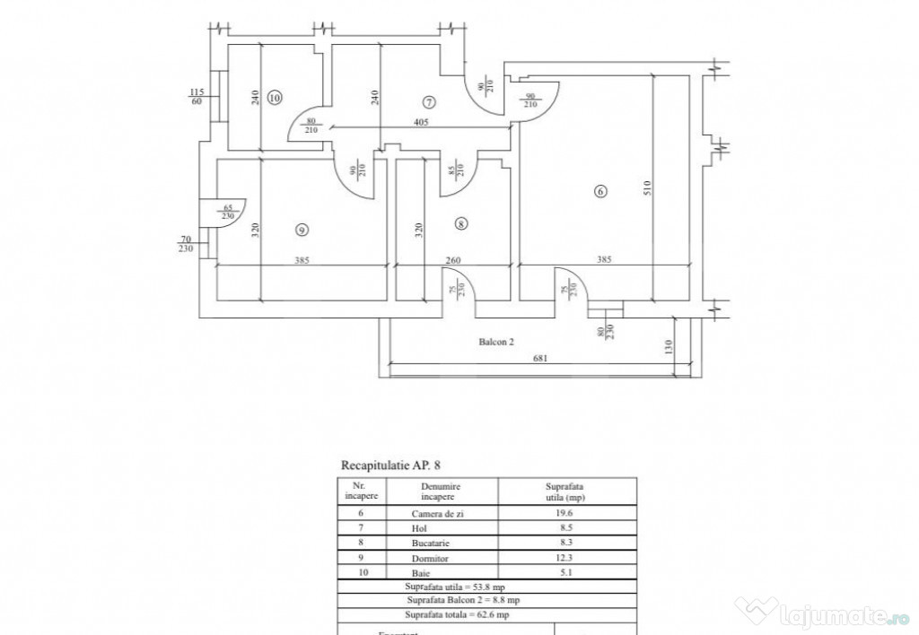 Apartament 2 camere, decomandat, 62 mp, cartier Veteranilor,