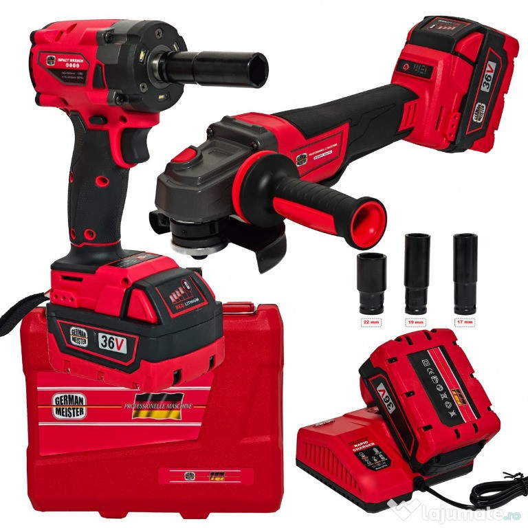 Polizor unghiular & Masina de insurubat cu impact, 36V, Model nou