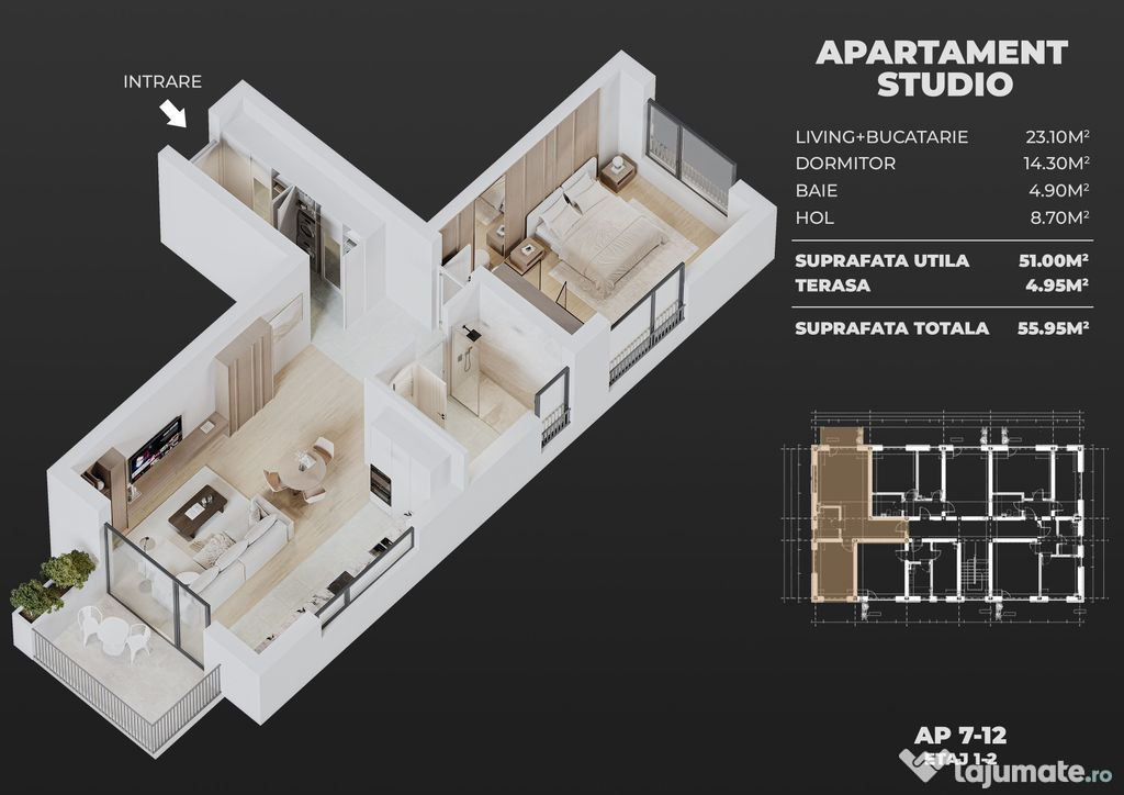 2cam.studio dec.+parcare/central Popesti-Leordeni