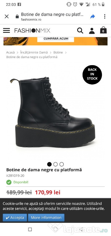 Botine de dama negre cu platformă