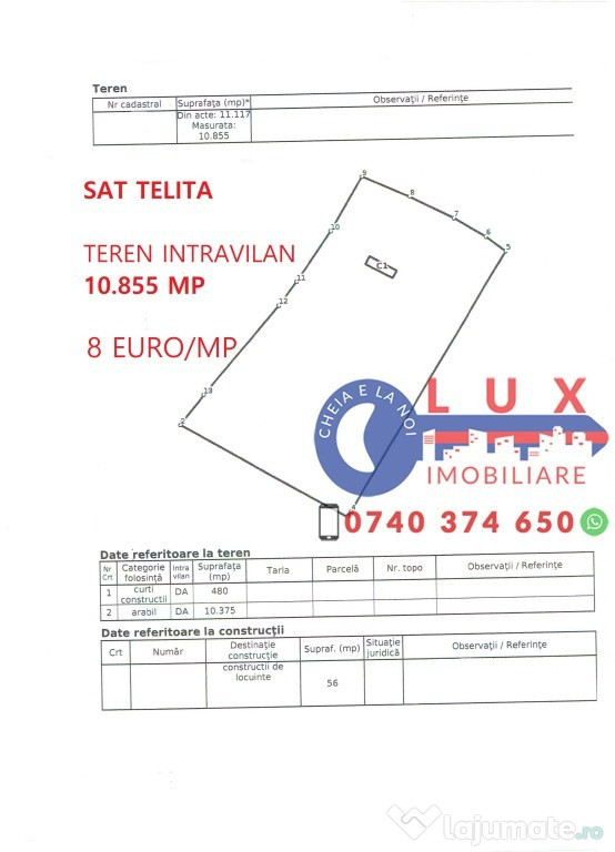 ID intern 7332 Teren intravilan Sat Telita