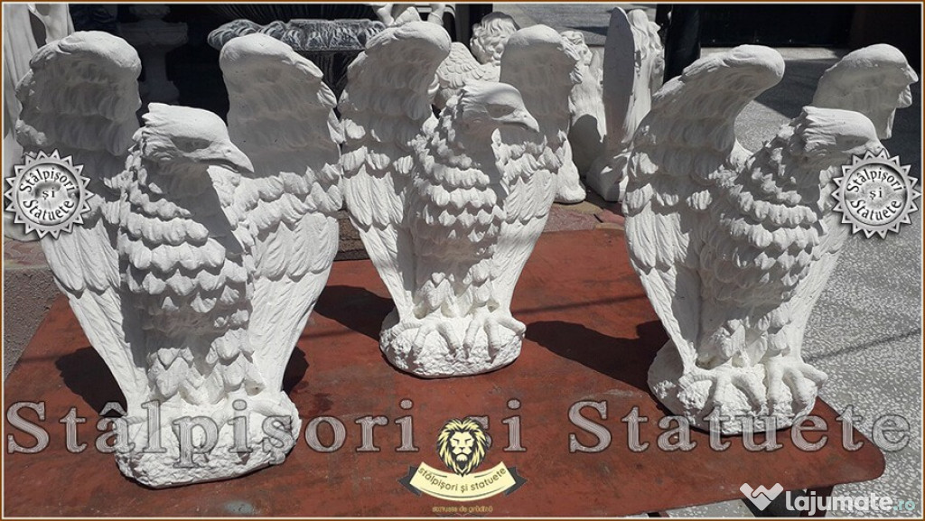 Statuete vulturi, acvile, alb marmorat, model S13.