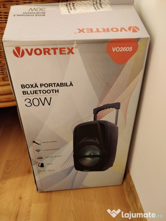 Boxa portabila Vortex cu Bluetooth, microfon wireless și tel