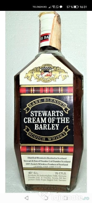 Rare blended stewarts cream of the barley scotch whisky