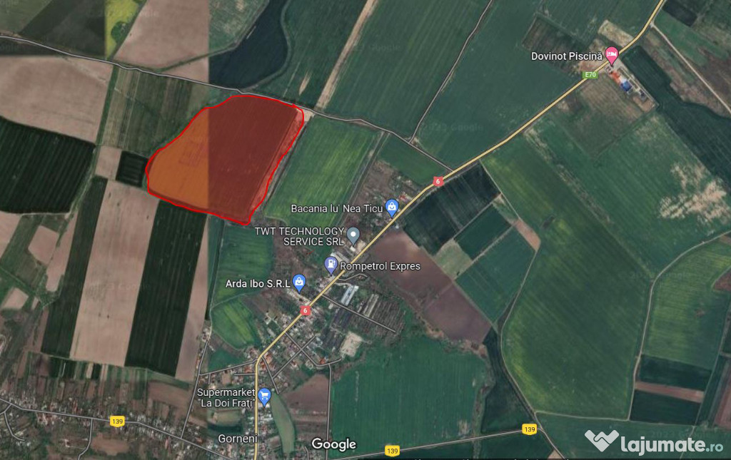 Teren extravilan 9375mp Giurgiu - intrare Gorneni DN6